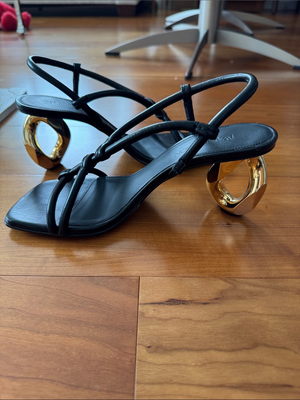 JW ANDERSON Black Knotted Strap Square-Toe Heels
